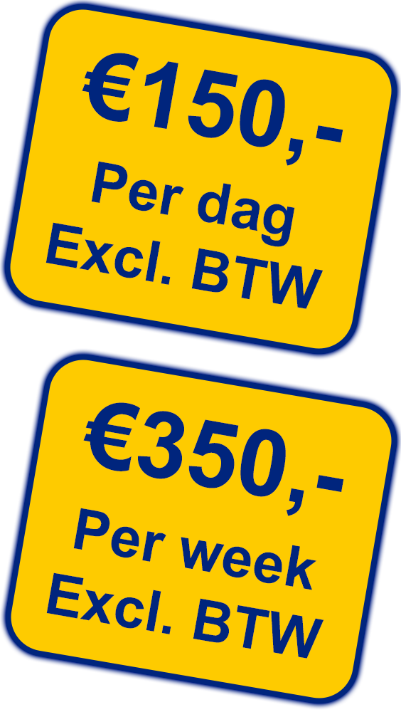 €150,-
Per dag
Ex. btw
