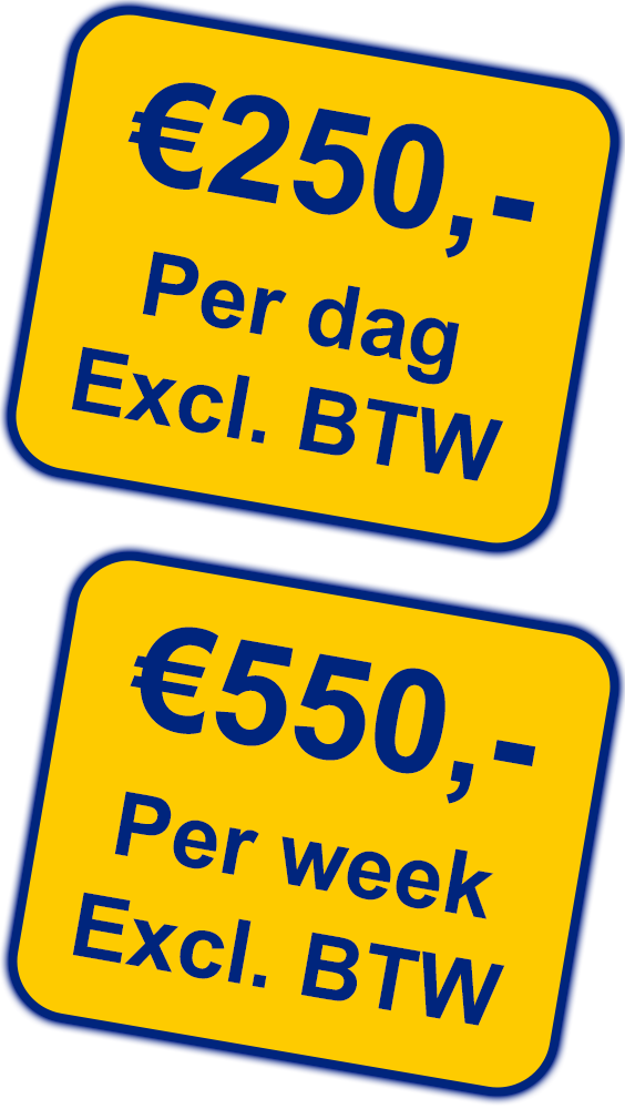 €150,-
Per dag
Ex. btw
