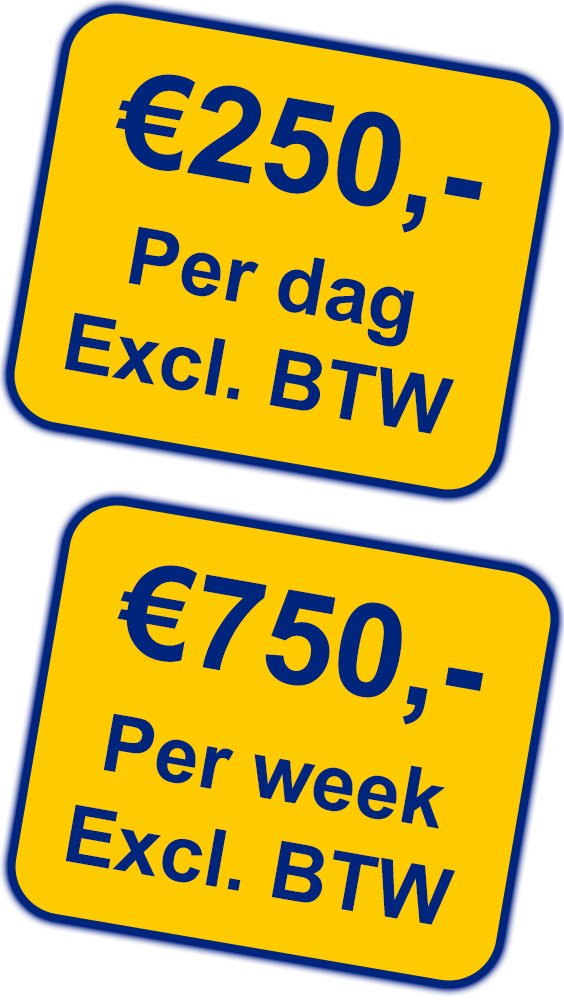 €150,-
Per dag
Ex. btw

