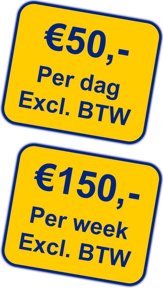 € 50,-
Per dag
Ex. btw
